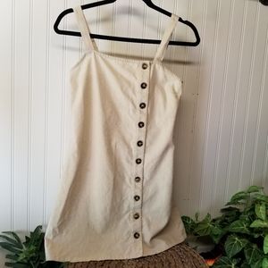 Women's Size Small Cream Linen Dress With Buttons